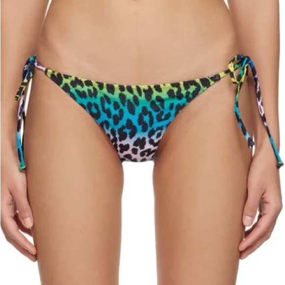 NWT GANNI Rainbow Leopard Print Side Tie Bikini Bottoms - Picture 2 of 4